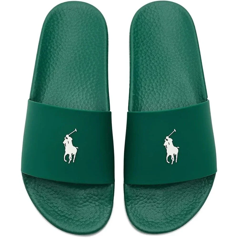 Polo Ralph Lauren Signature Pony Slides Green/White Mens Sz 13 - (809P07314-002)
